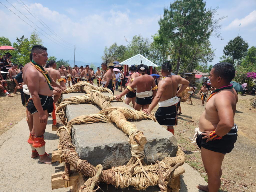 Stone pulling ceremony in Nagaland