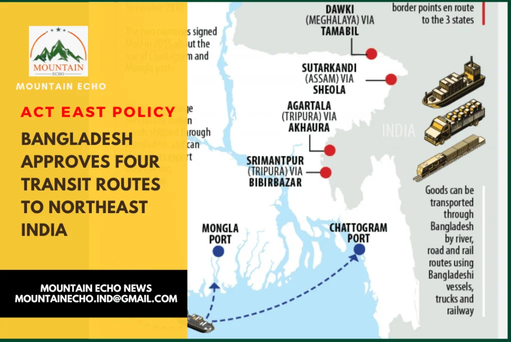 Bangladesh approves 4 transit routes to India