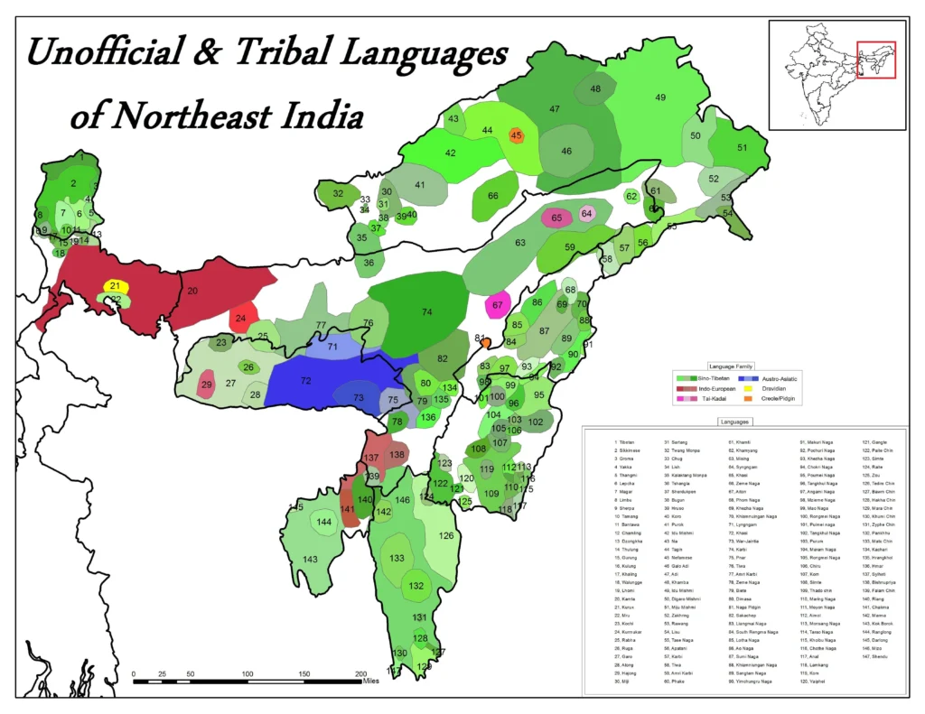 Unnoficial and Tribal Languages of Northeast India